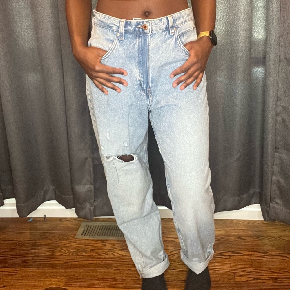 Light Wash Baggy High-waisted Denim Jeans